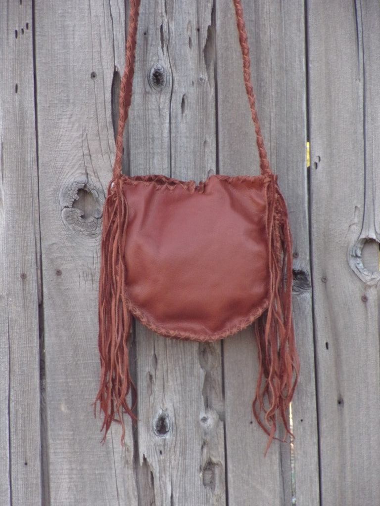 Fringed leather handbag , Soft leather tote with fringe , Fringed leather purse