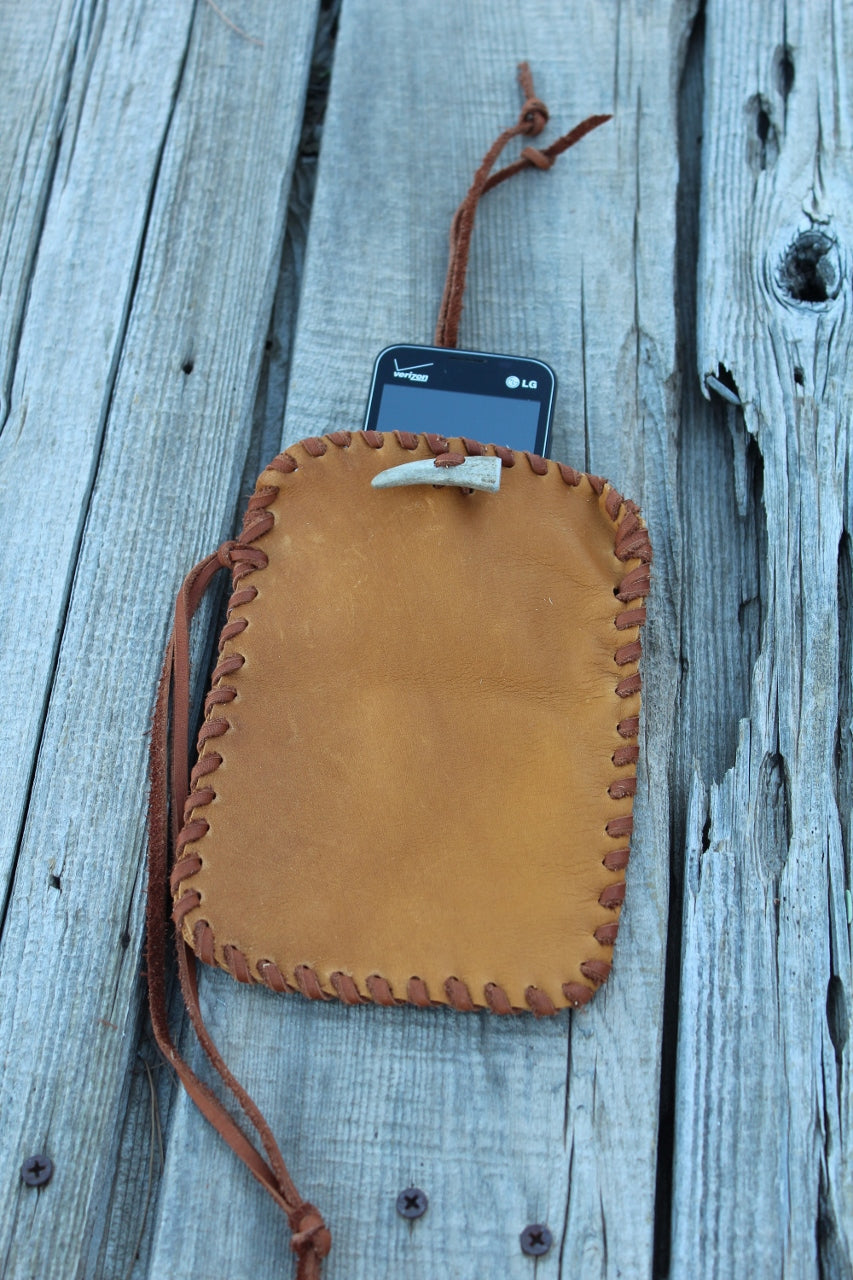 Leather cell phone bag, handmade phone bag