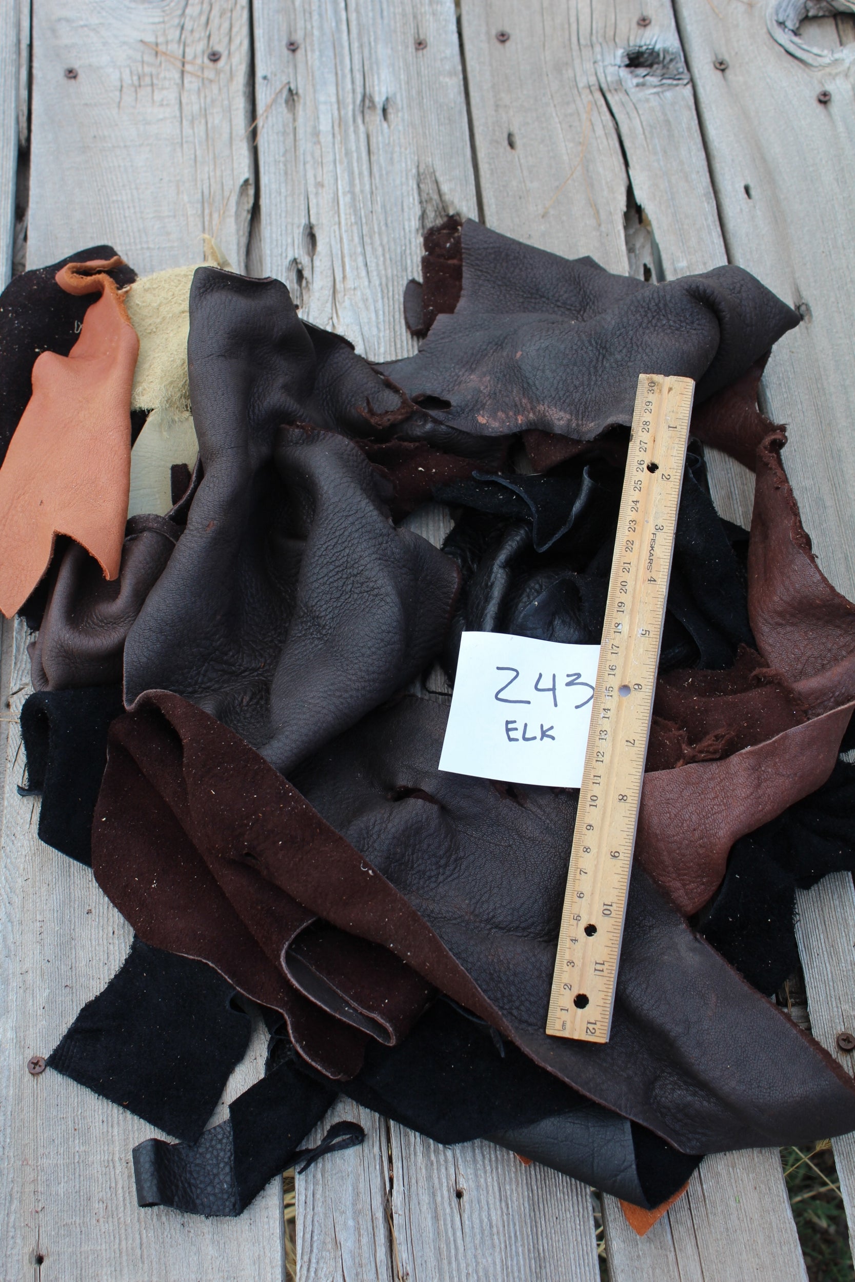 Elkskin leather scraps , Scrap leather , Craft leather scraps