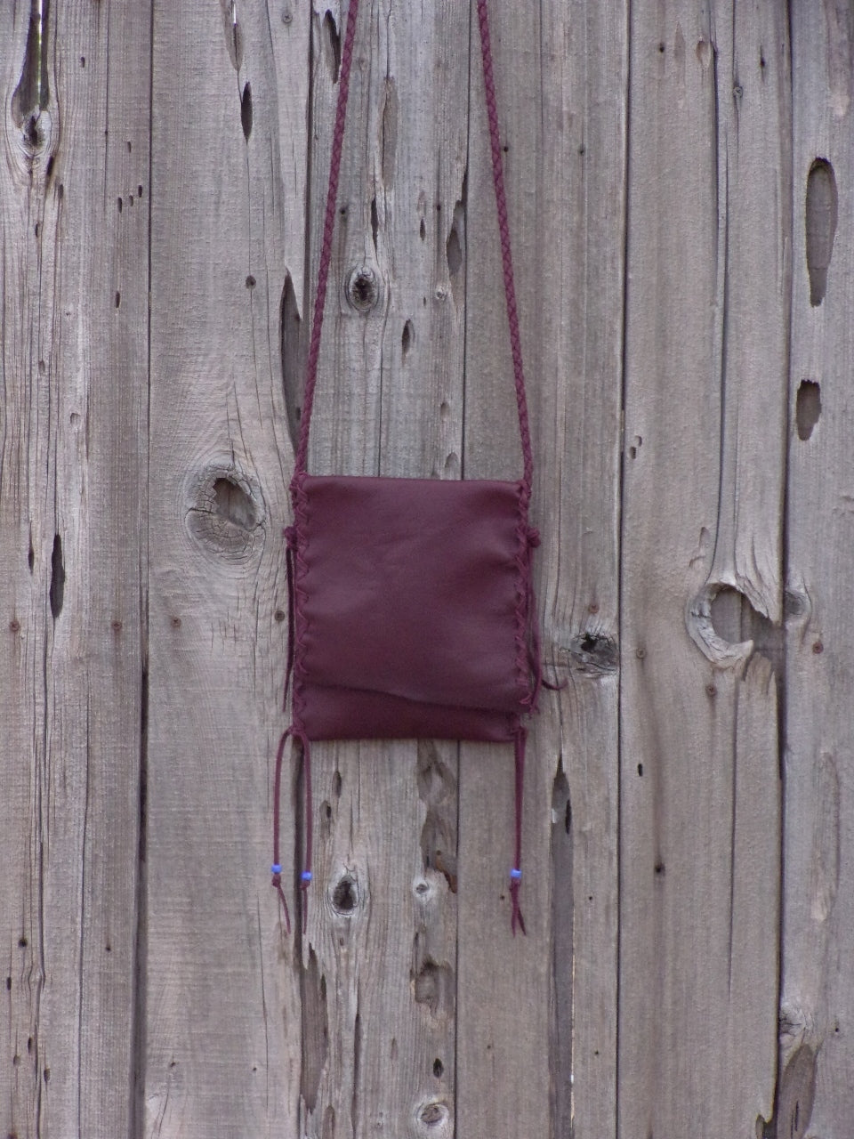 Handmade leather handbag in burgundy , simple crossbody bag , phone bag