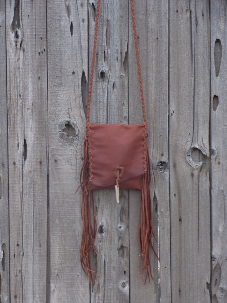 Fringed leather crossbody handbag , festival bag