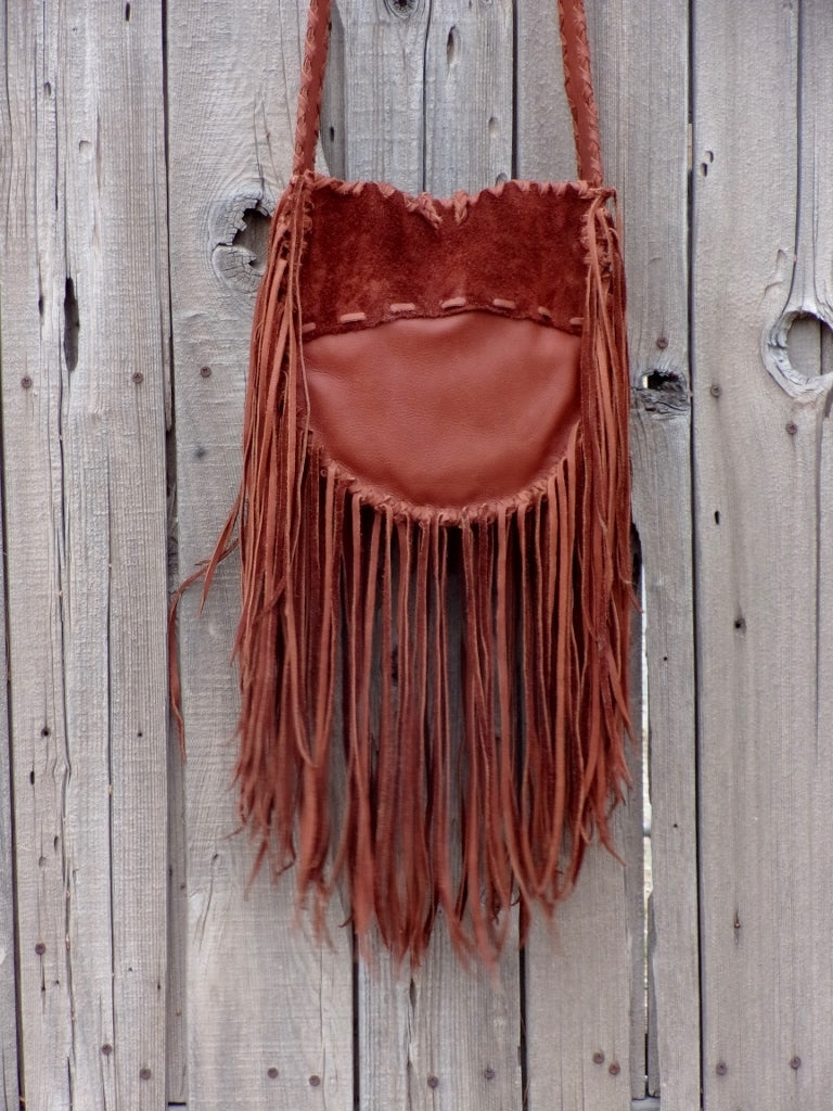 Fringed leather tote, gypsy boho leather tote