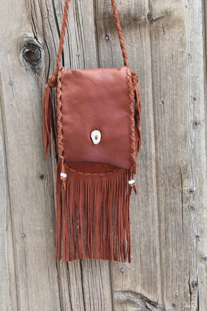 Fringed leather handbag, crossbody bag, leather purse