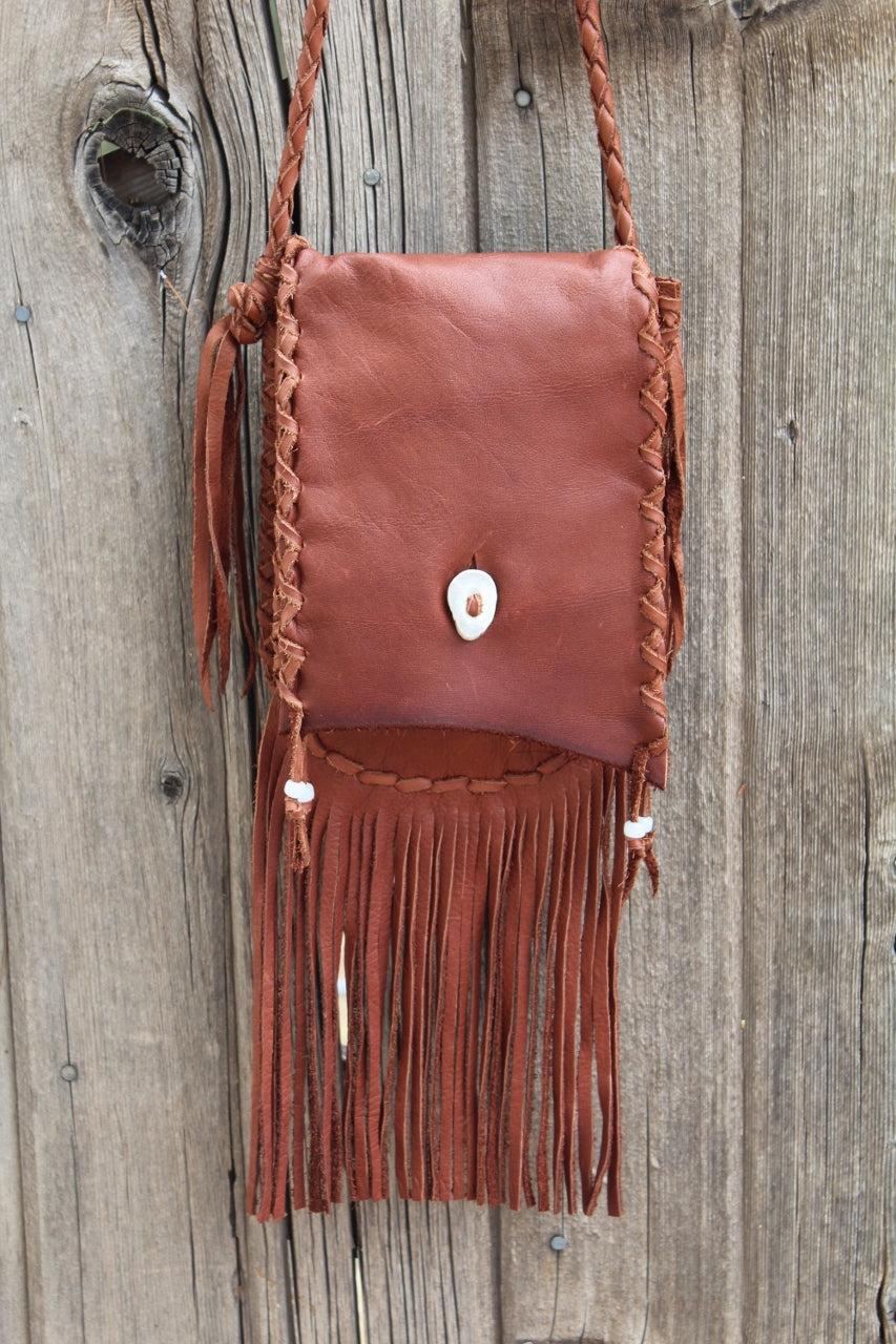 Fringed leather handbag, crossbody bag, leather purse