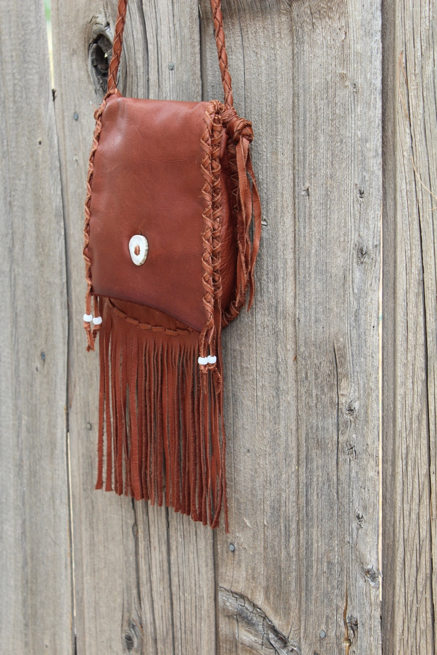 Fringed leather handbag, crossbody bag, leather purse