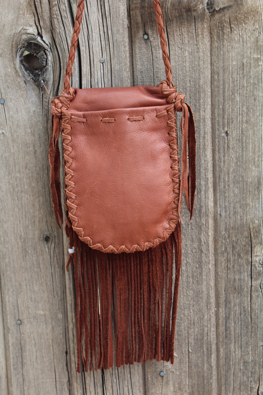 Fringed leather handbag, crossbody bag, leather purse