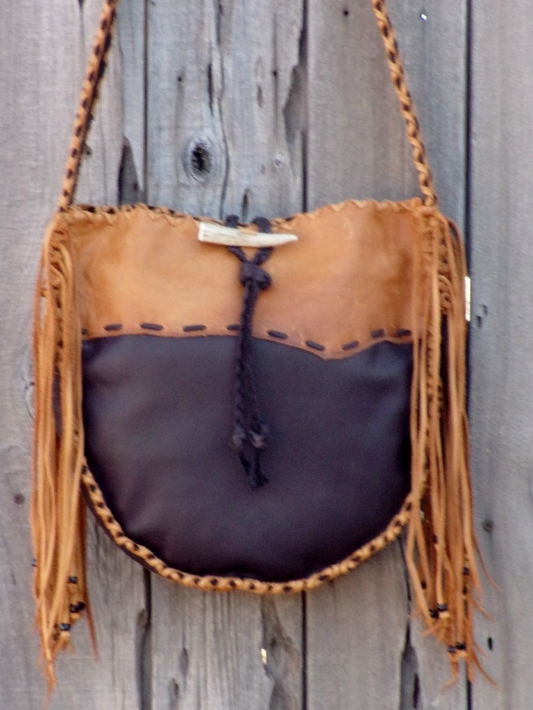 Handmade leather tote, fringed tote