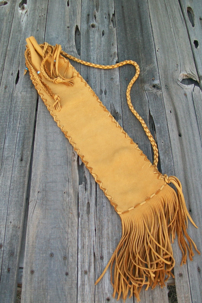 Leather flute bag, fringed flute case