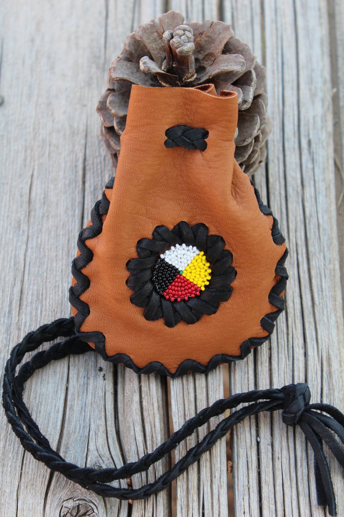 Beaded medicine bag, four directions beaded bag