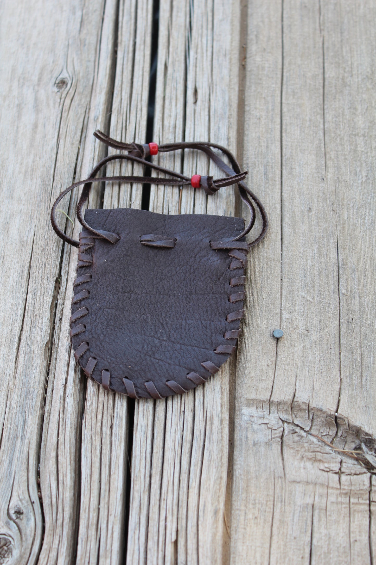 Buffalo leather pipe bag set, chanupa bag set, beaded pipe bag