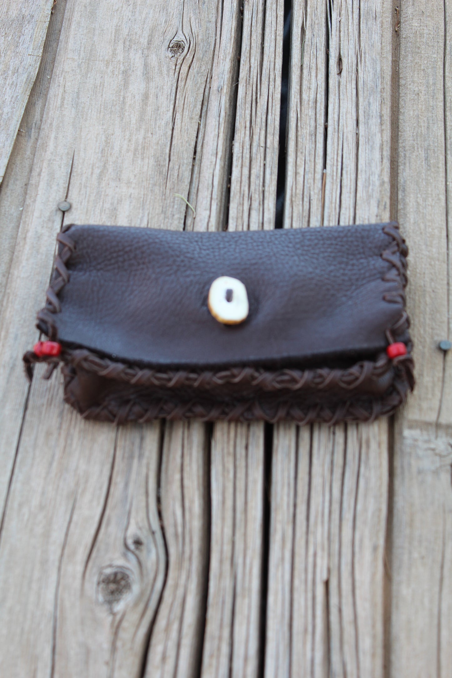 Buffalo leather pipe bag set, chanupa bag set, beaded pipe bag