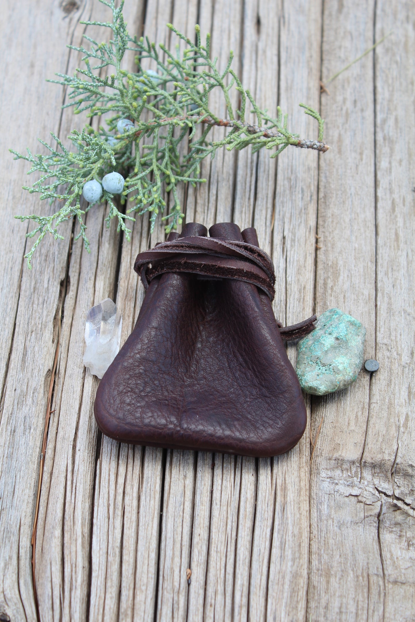 Buffalo medicine bags, leather necklace bags