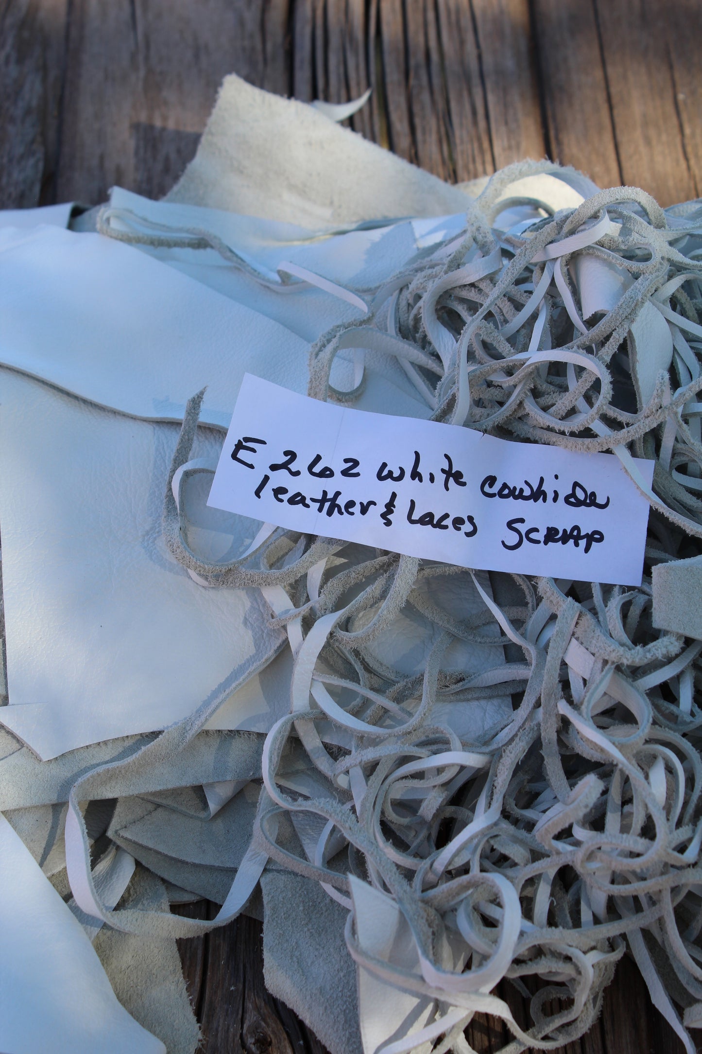 white cowhide leather scraps