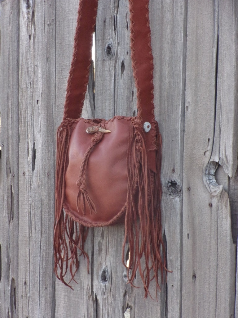 Fringed leather handbag , Soft leather tote with fringe , Fringed leather purse