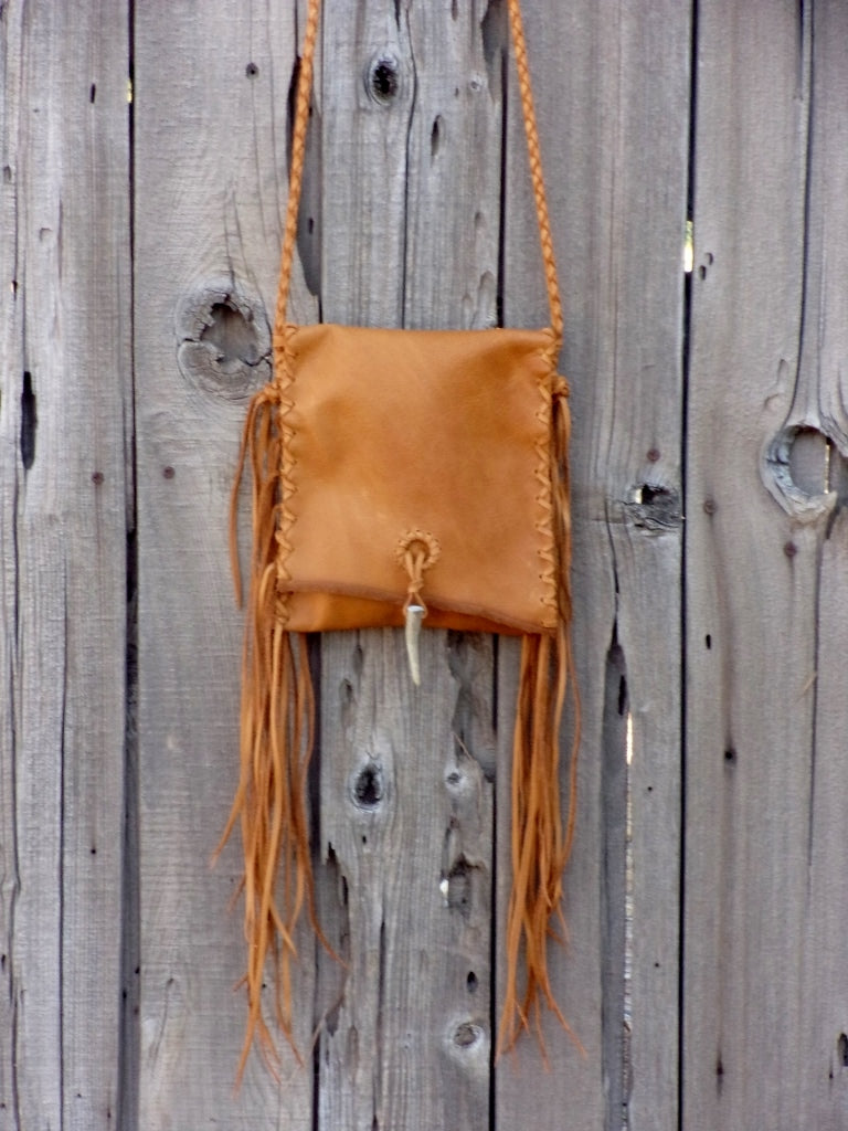 Crossbody leather purse , Leather handbag with fringe , Crossbody phone bag