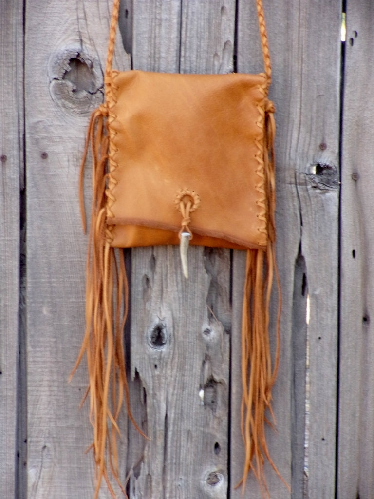 Crossbody leather purse , Leather handbag with fringe , Crossbody phone bag