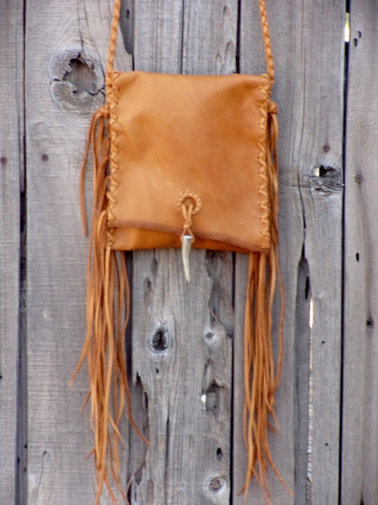 Crossbody leather purse , Leather handbag with fringe , Crossbody phone bag