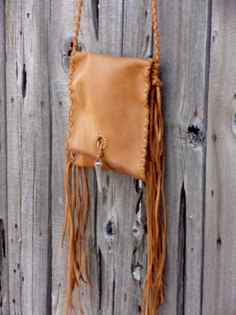 Crossbody leather purse , Leather handbag with fringe , Crossbody phone bag