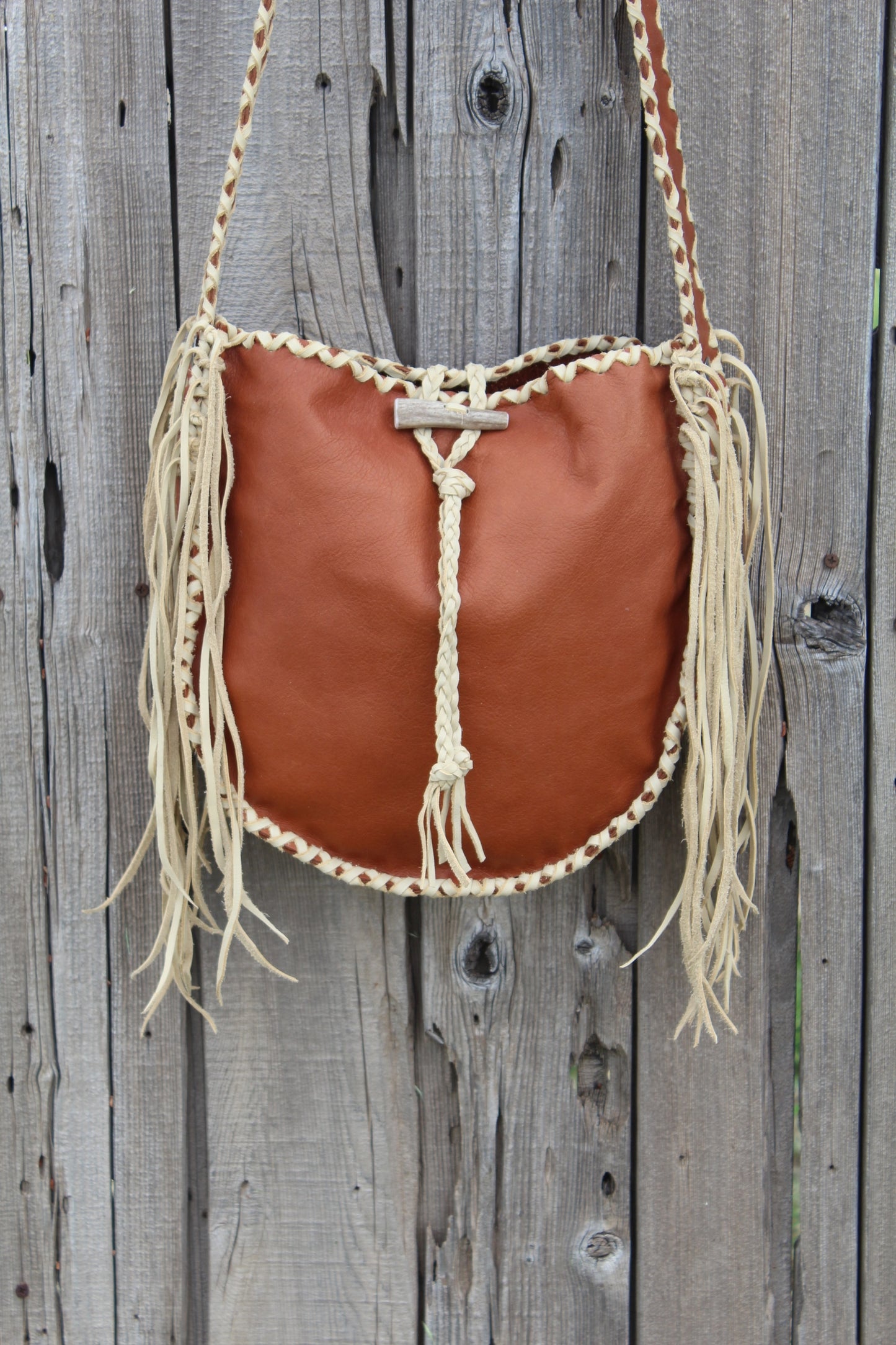 Leather tote, fringed tote handbag