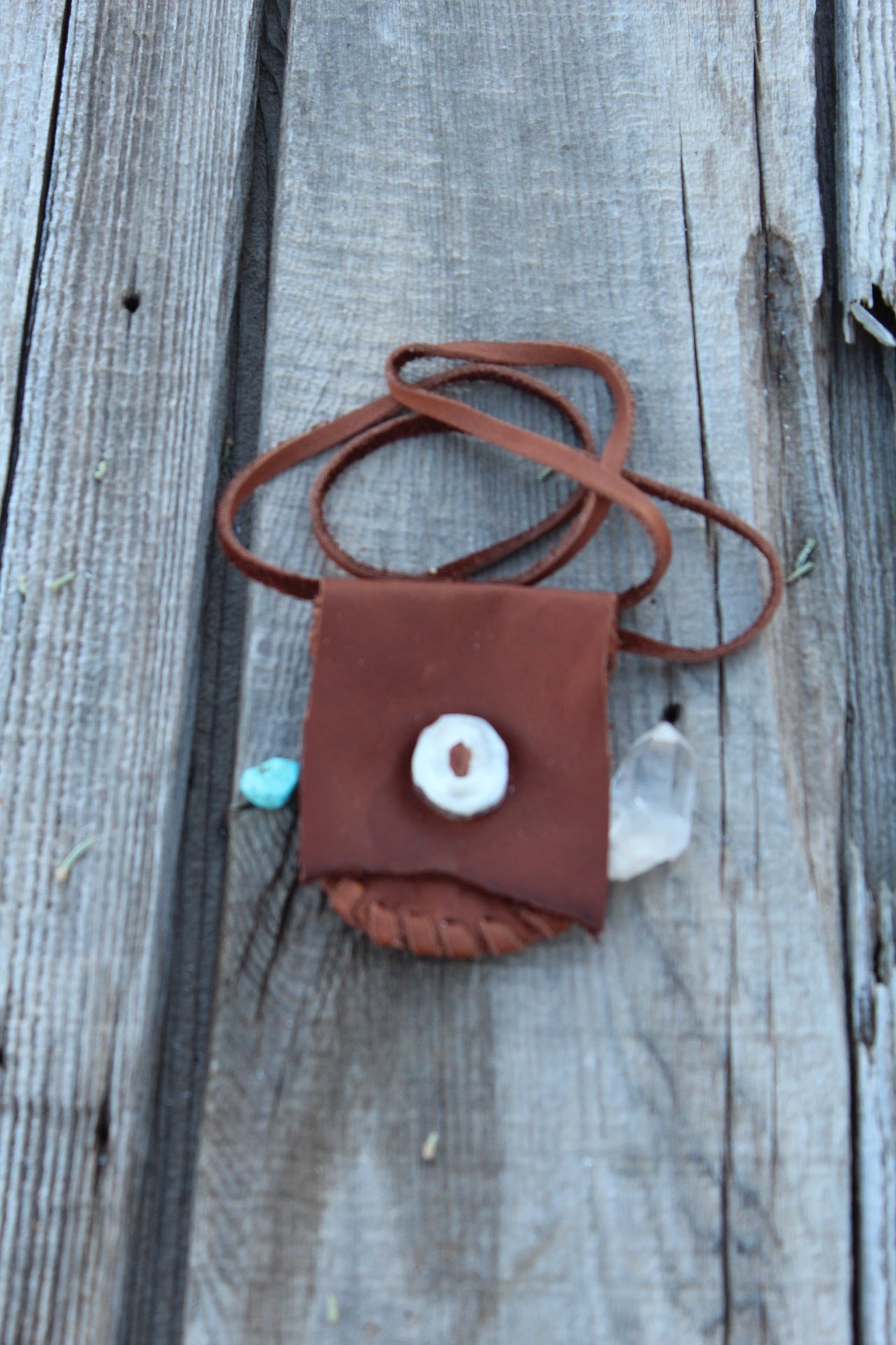 Leather medicine bag, necklace bag