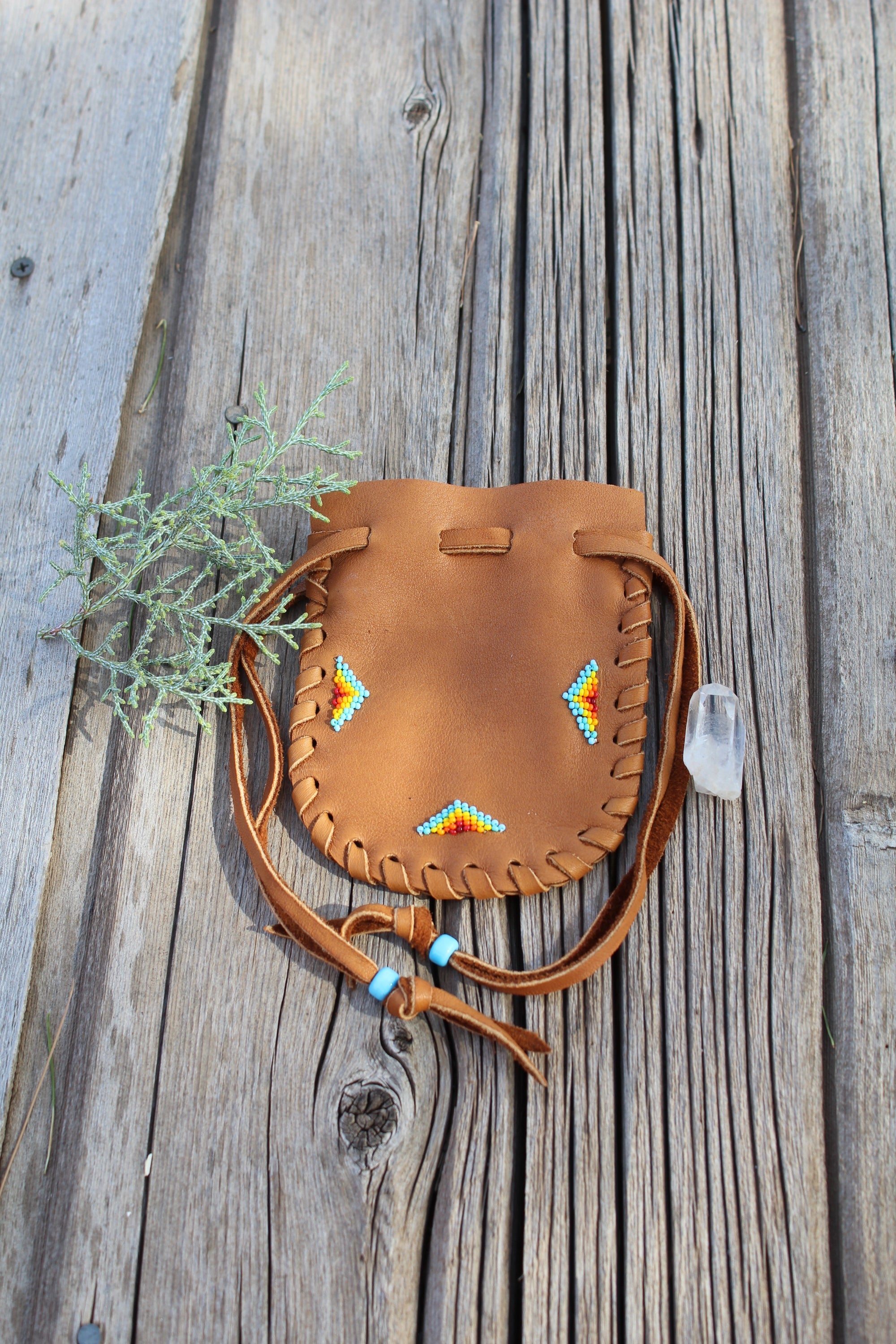 Vintage Native American Handmade Made Deer Skin Flat Purse / Bag