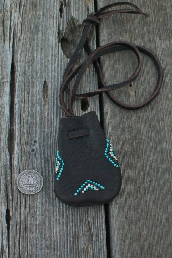 Beaded medicine pouch , amulet bag