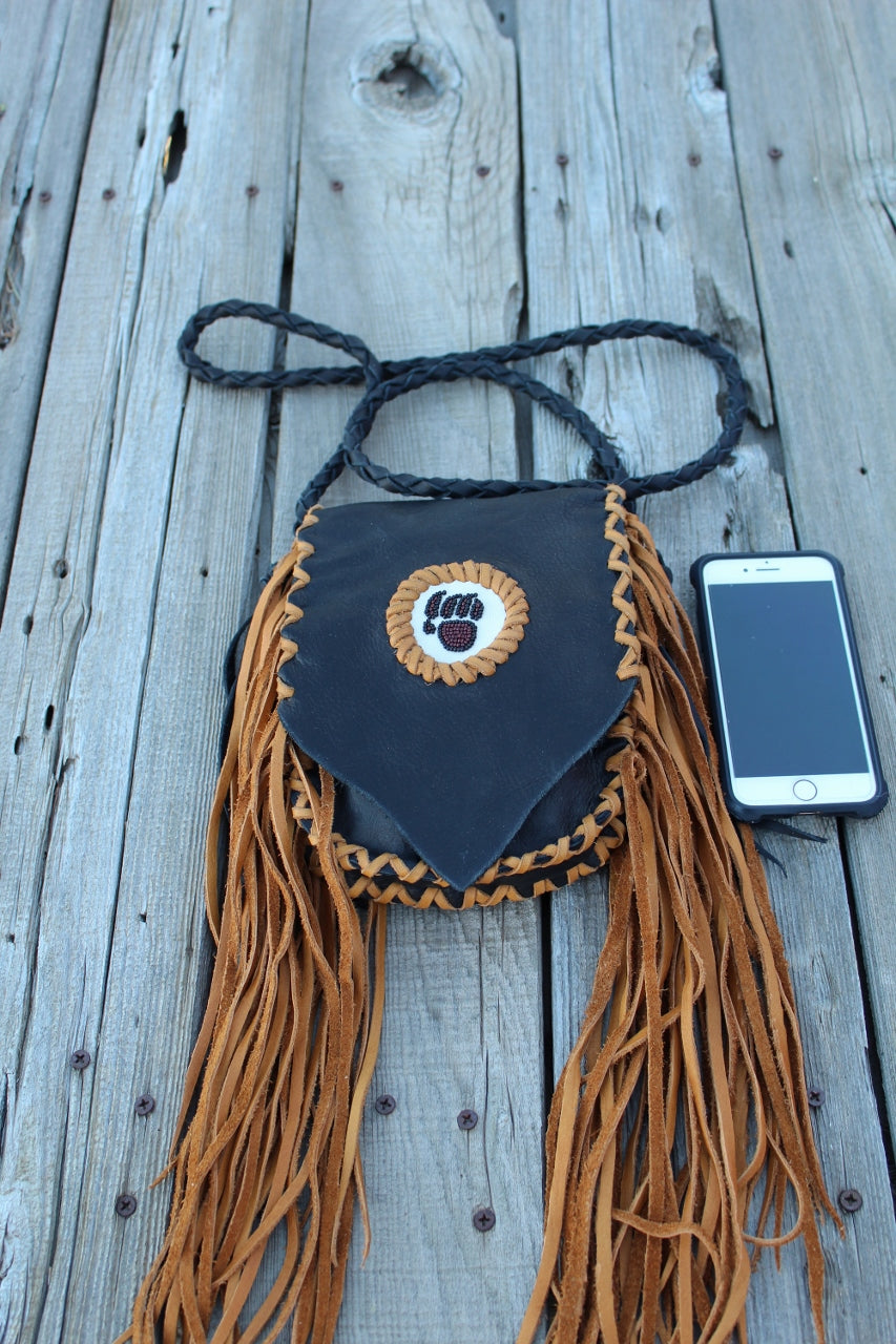 Bear totem medicine bag, small leather pouch