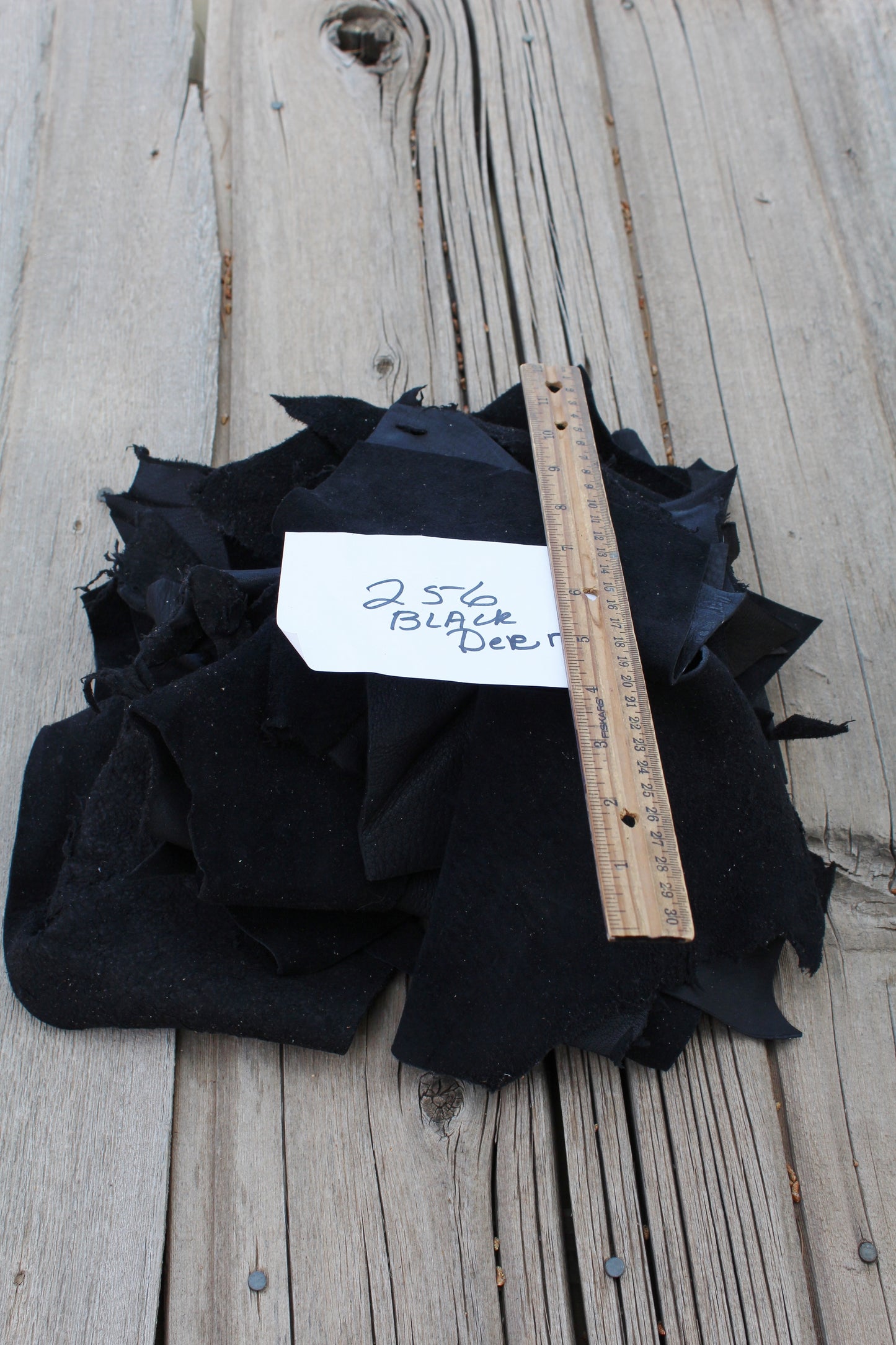 Black buckskin leather scraps #256