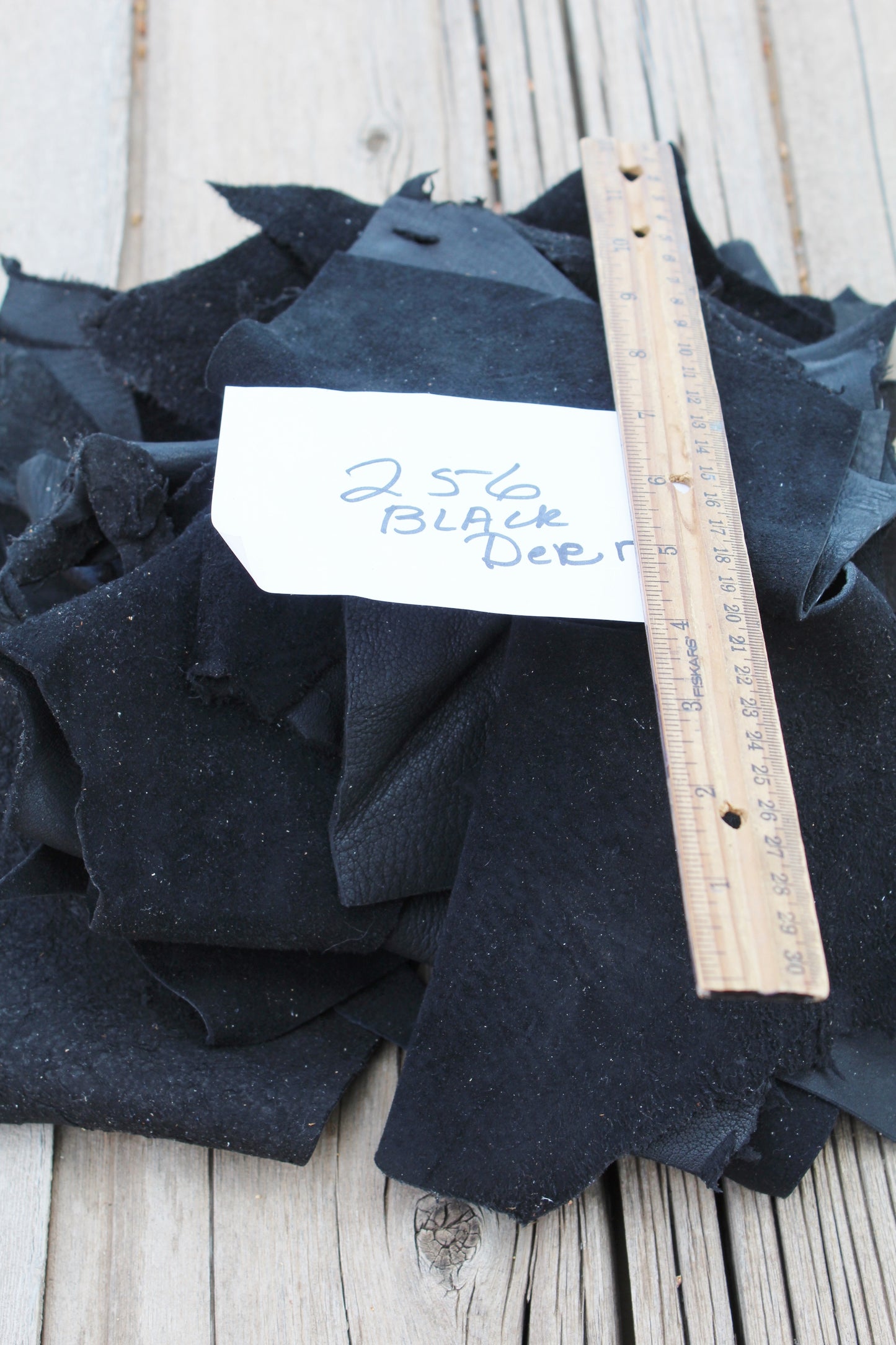 Black buckskin leather scraps #256