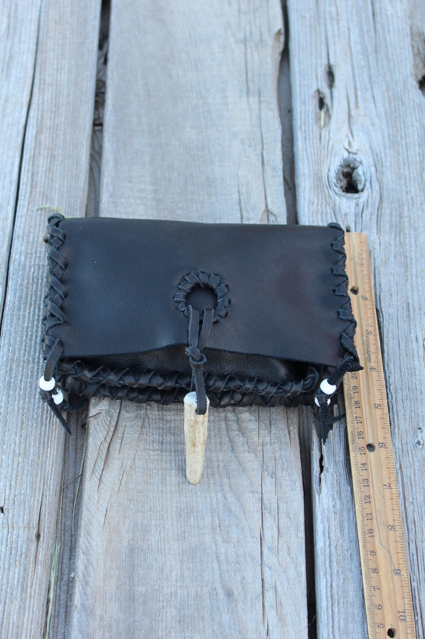 Black leather clutch, leather wallet