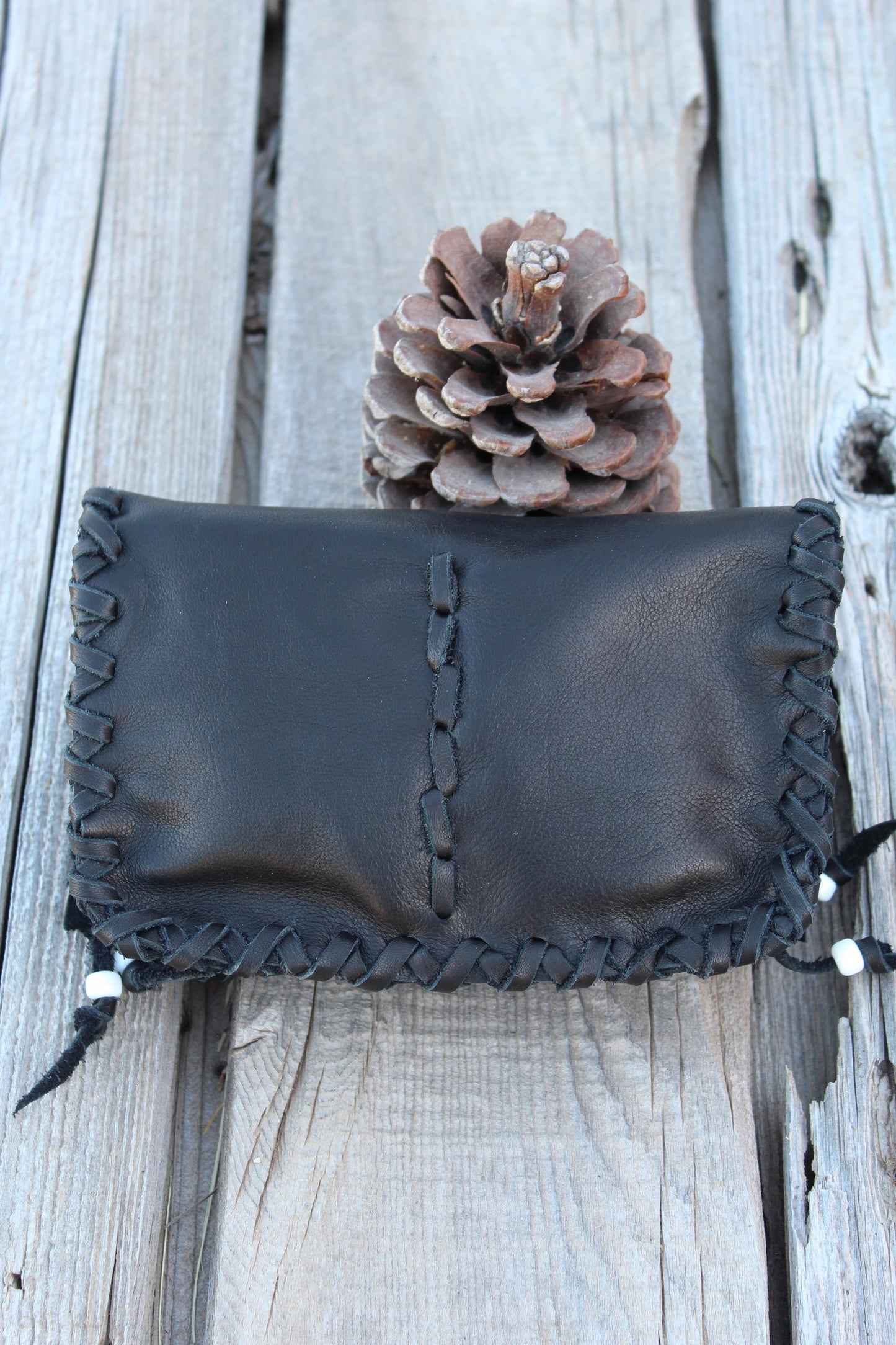 Black leather clutch, leather wallet
