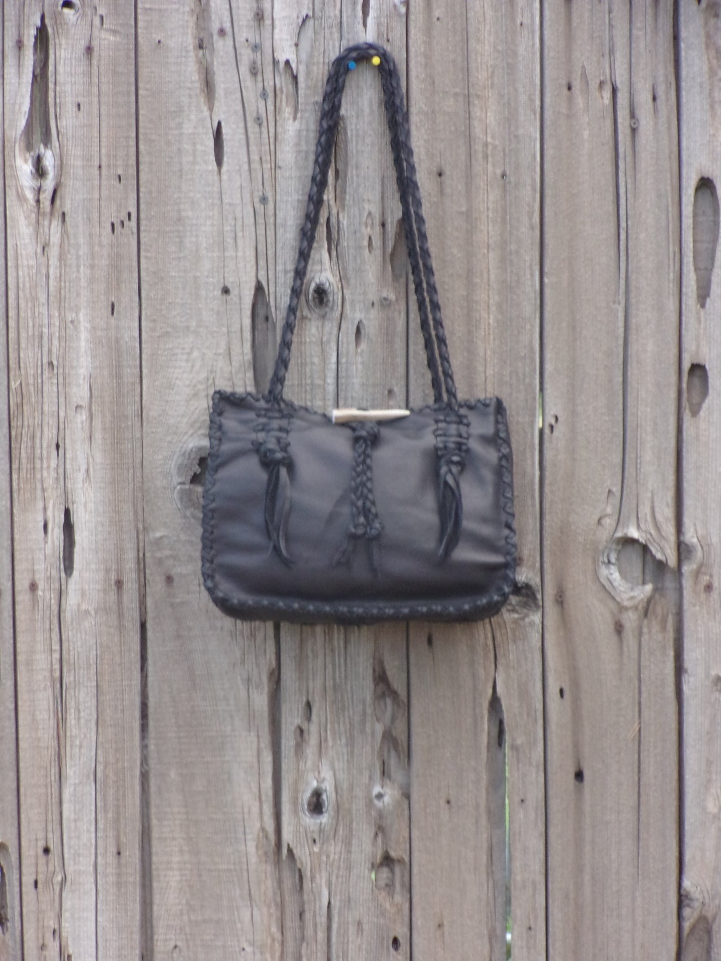 Black leather shoulder bag , Leather shoulder bag