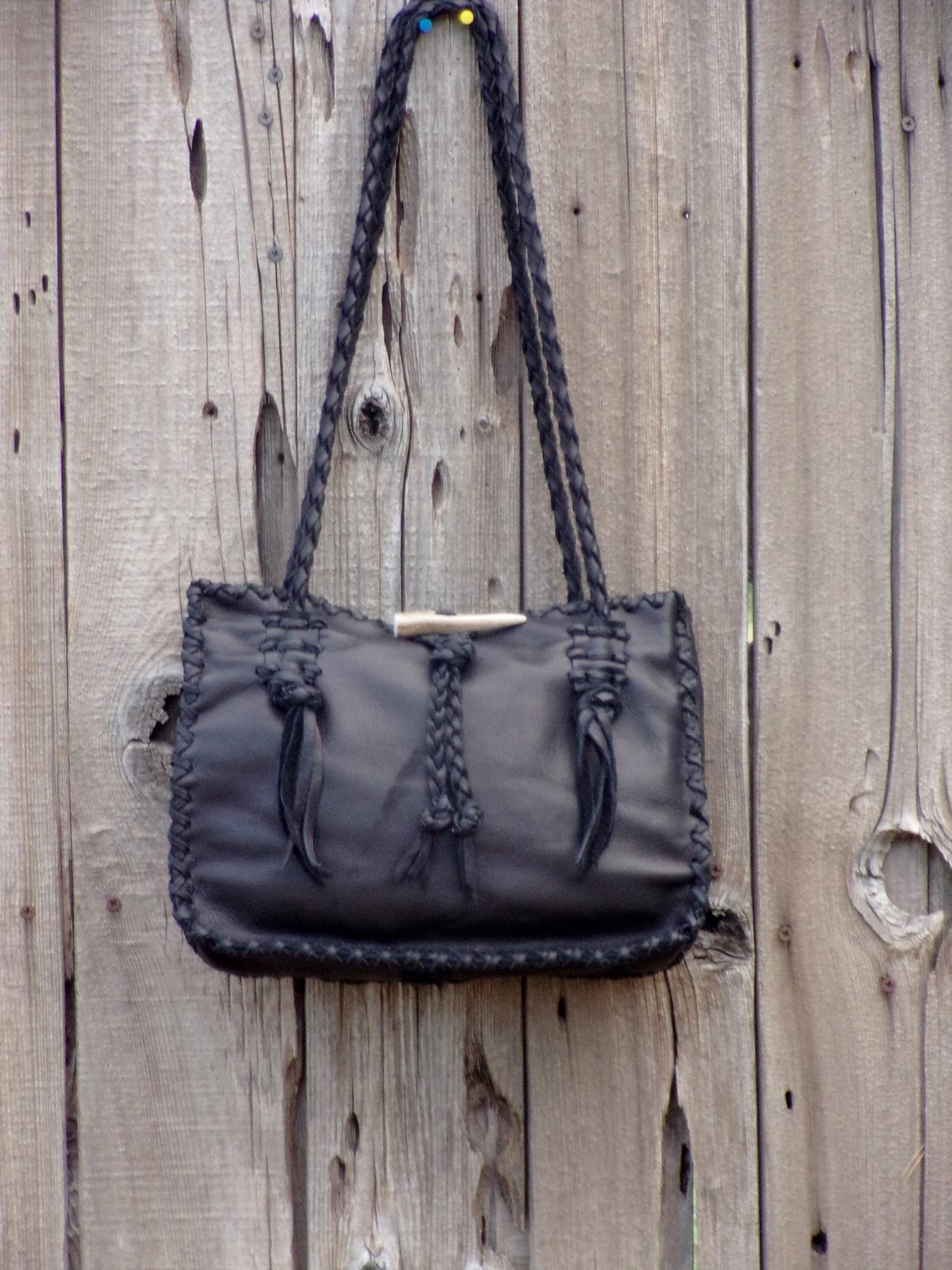 Black leather shoulder bag , Leather shoulder bag