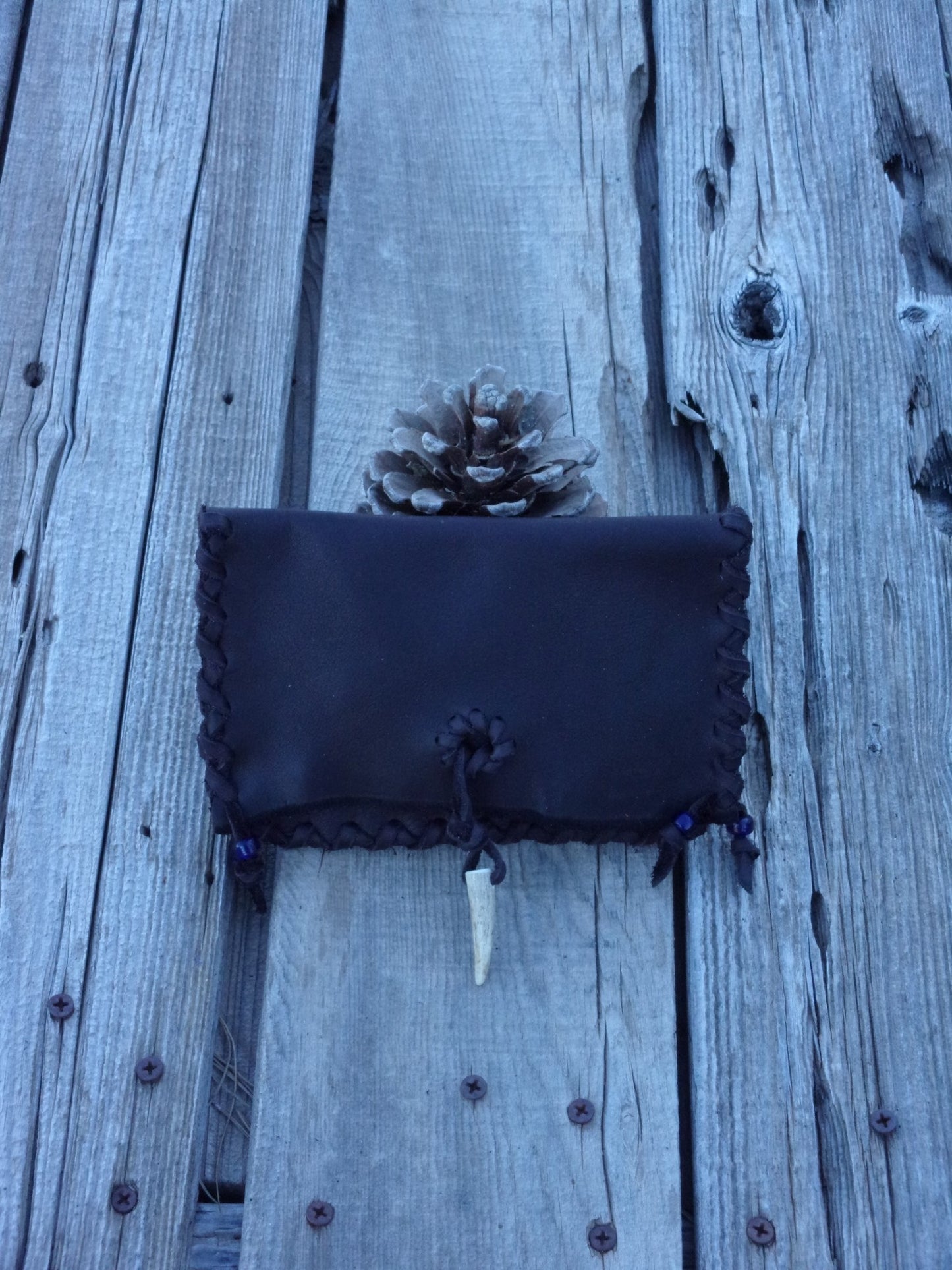 Brown leather wallet, leather clutch