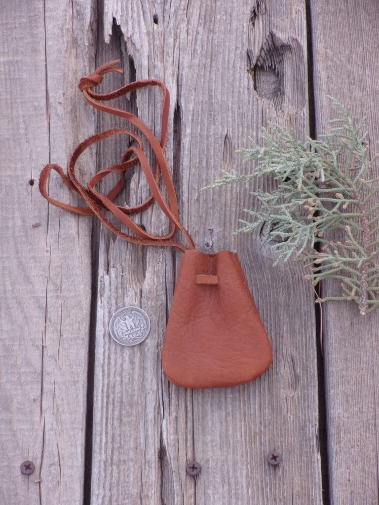 Rust medicine bag , crystal pouch, neck bag