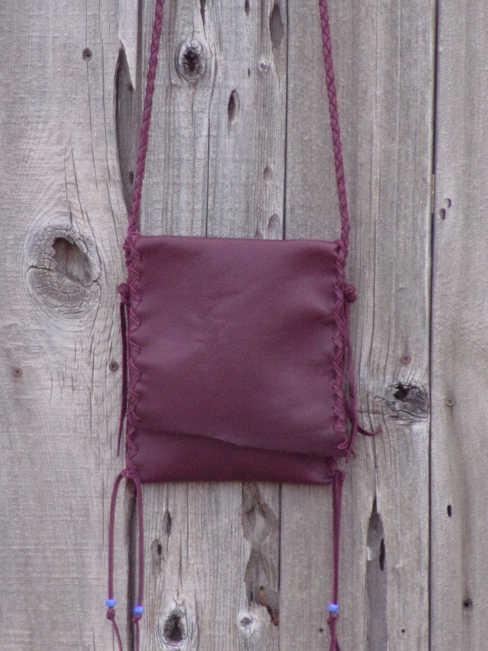 Handmade leather handbag in burgundy , simple crossbody bag , phone bag
