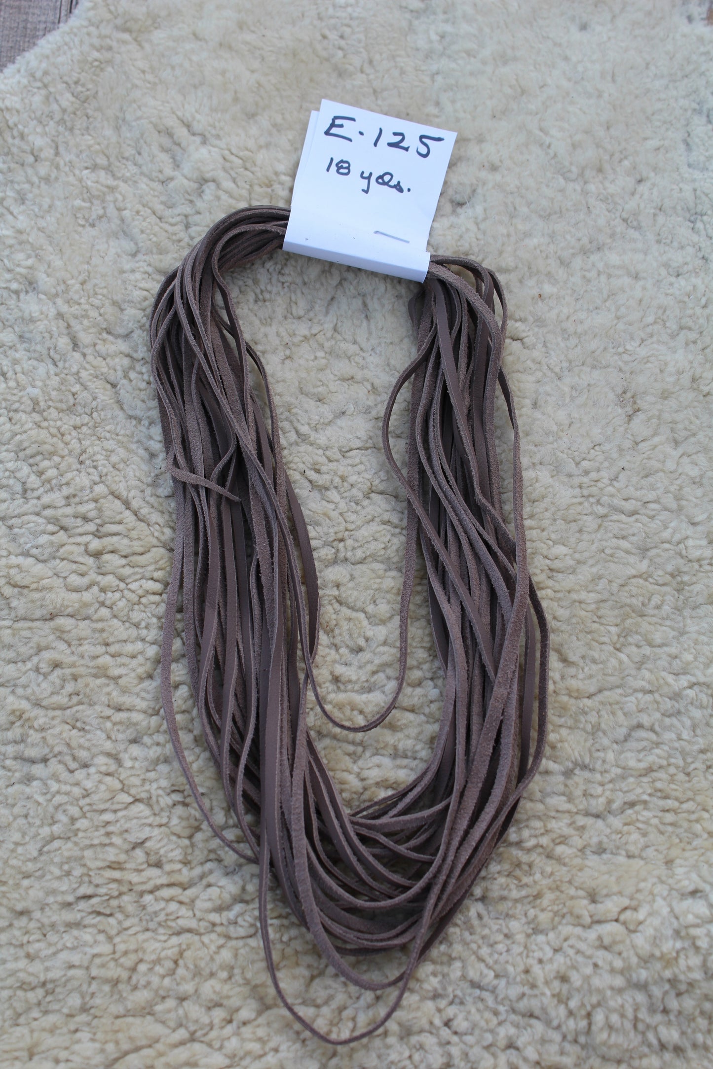 Dark taupe leather lace, 18 yards of lace, soft leather laces