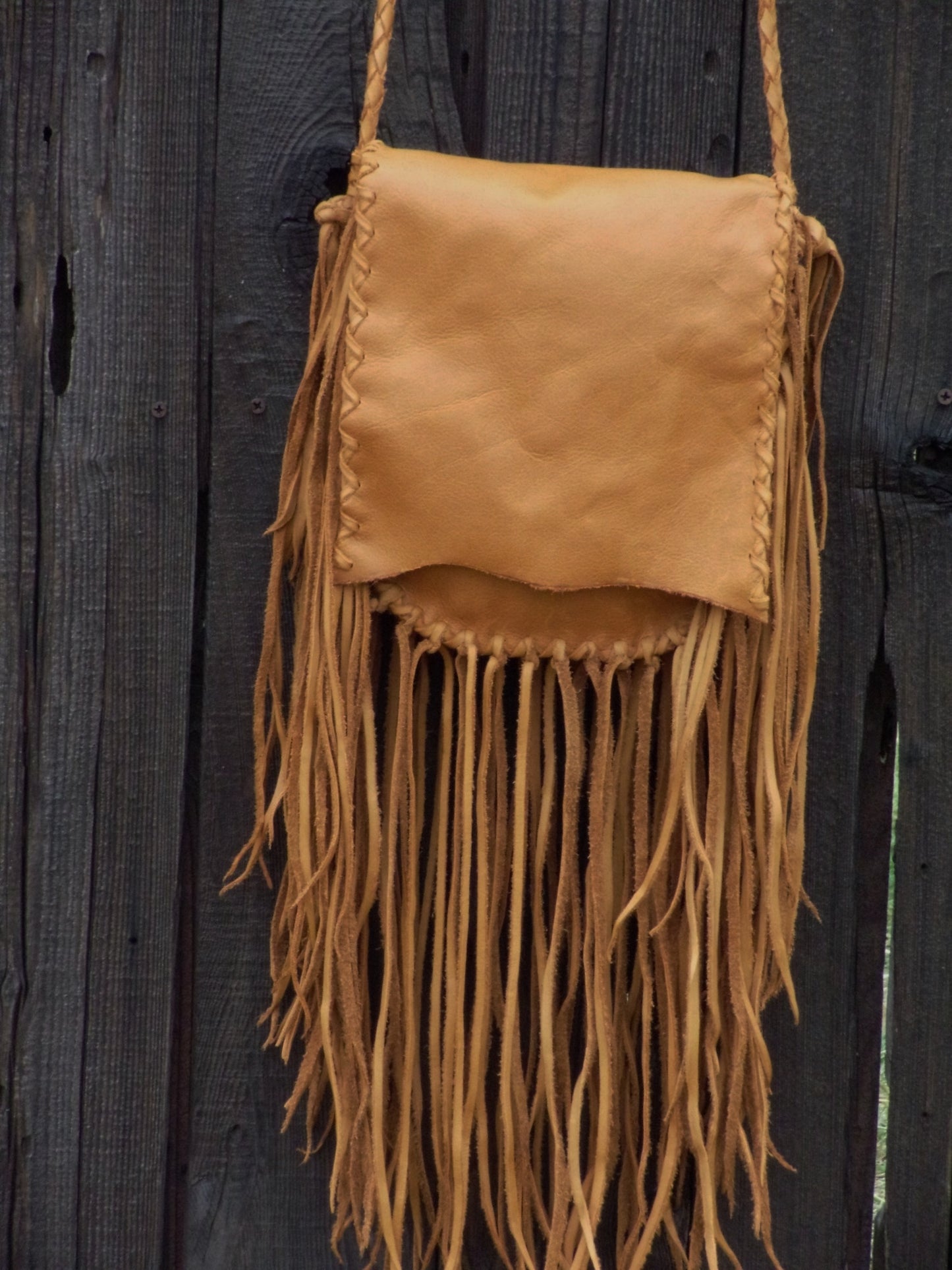 Fringed boho leather handbag, gypsy style bag