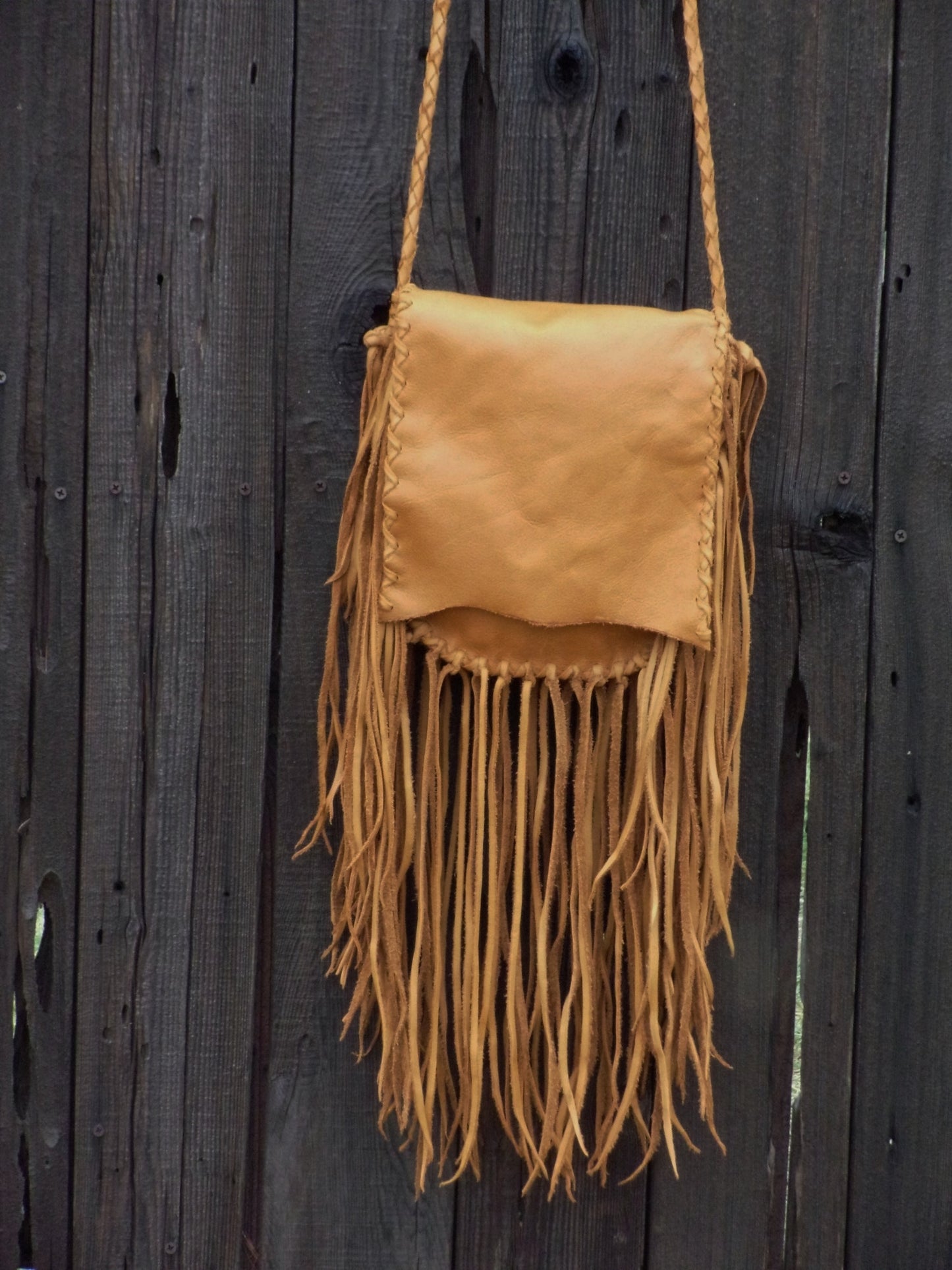 Fringed boho leather handbag, gypsy style bag