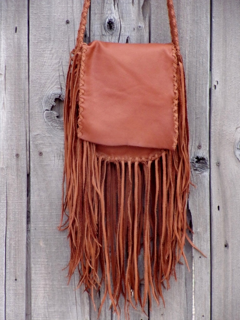 Fringed leather handbag, possibles bag