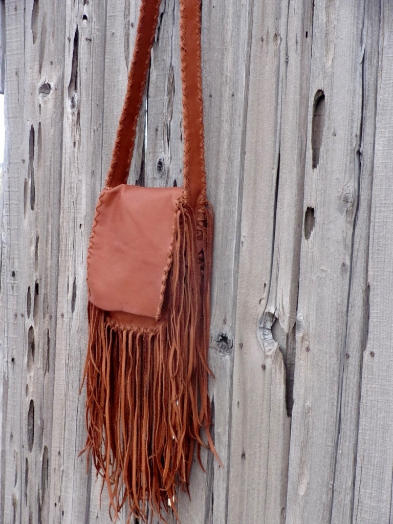 Fringed leather handbag, possibles bag