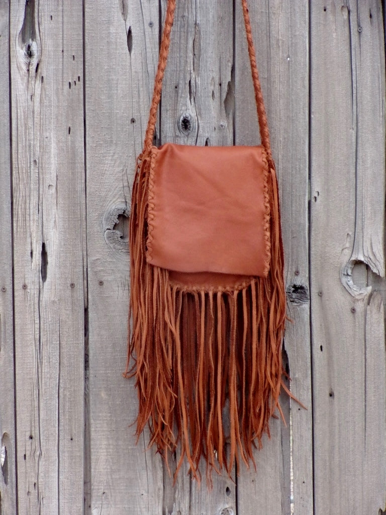 Fringed leather handbag, possibles bag