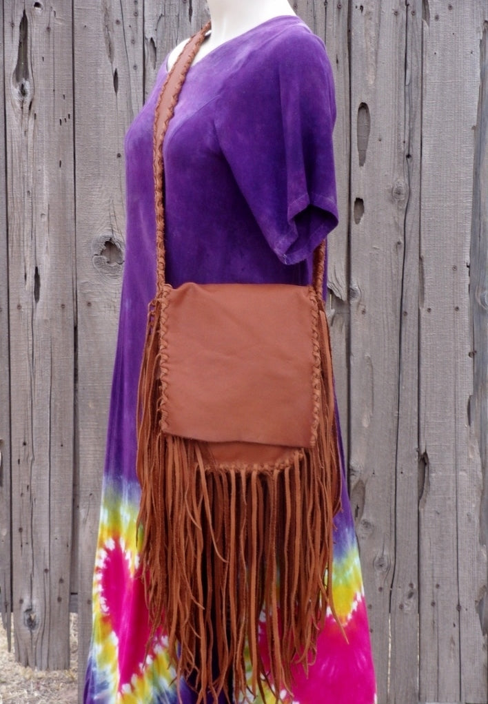 Fringed leather handbag, possibles bag