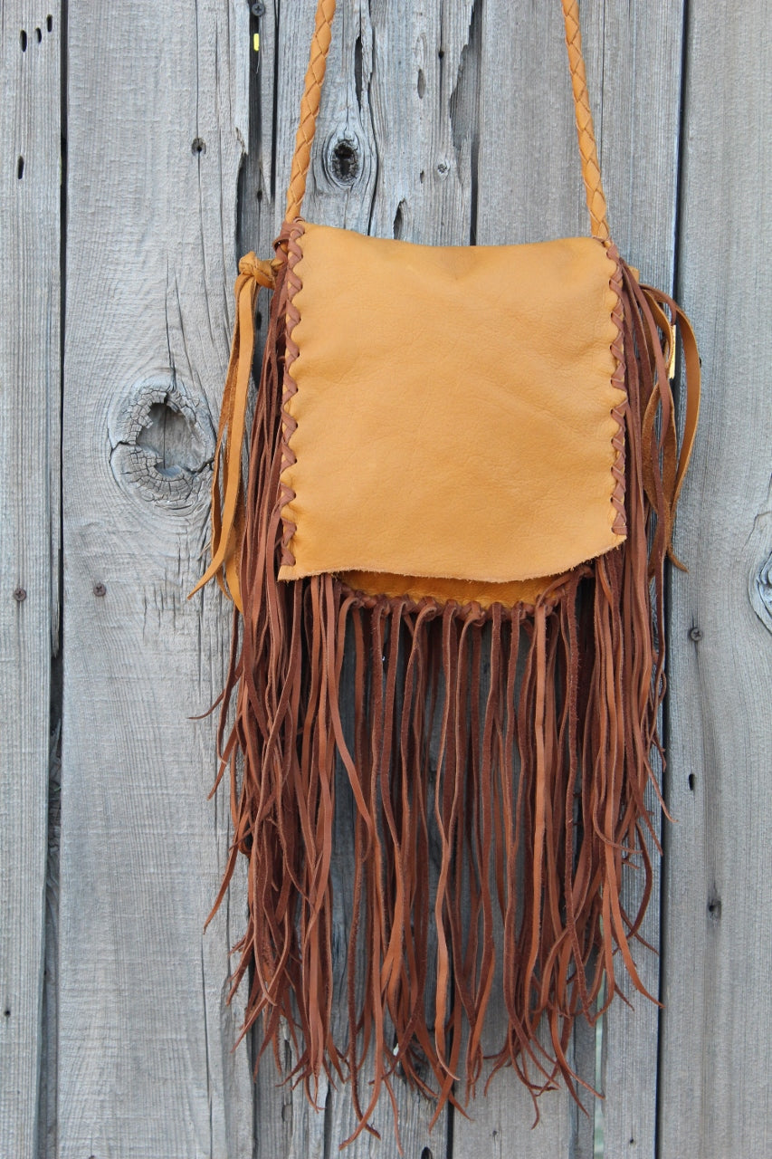 Fringed boho handbag, leather purse