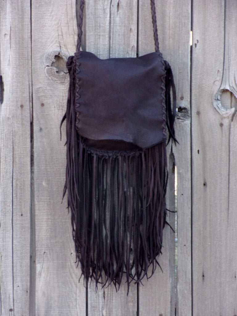 Fringed leather bag, boho handbag , handmade fringed purse