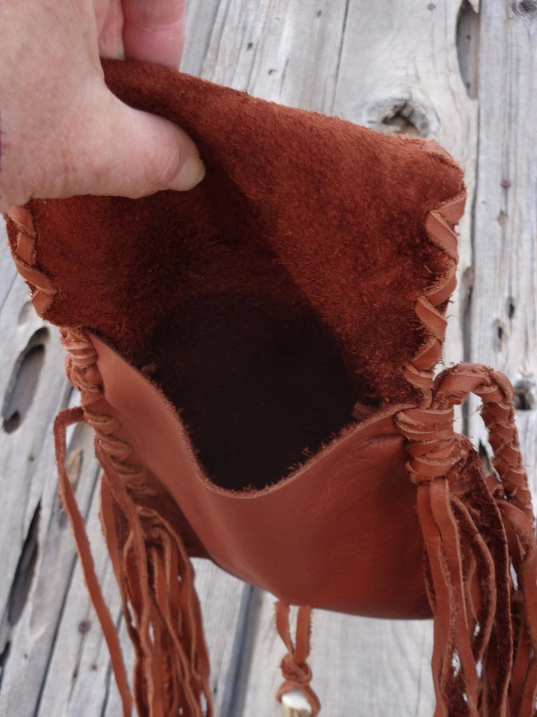 Small leather handbag , Crossbody leather phone bag , Fringed leather bag