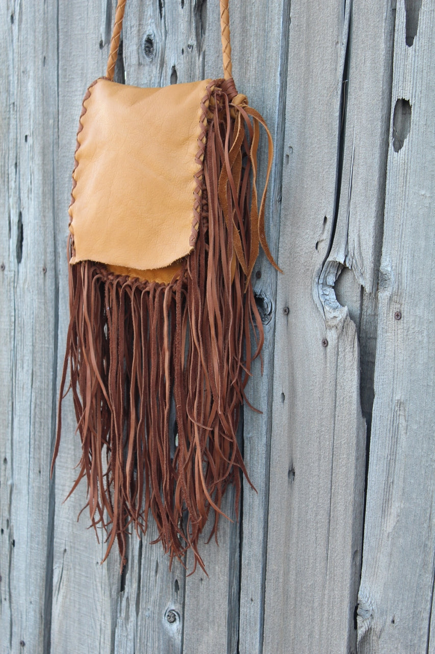 Fringed boho handbag, leather purse