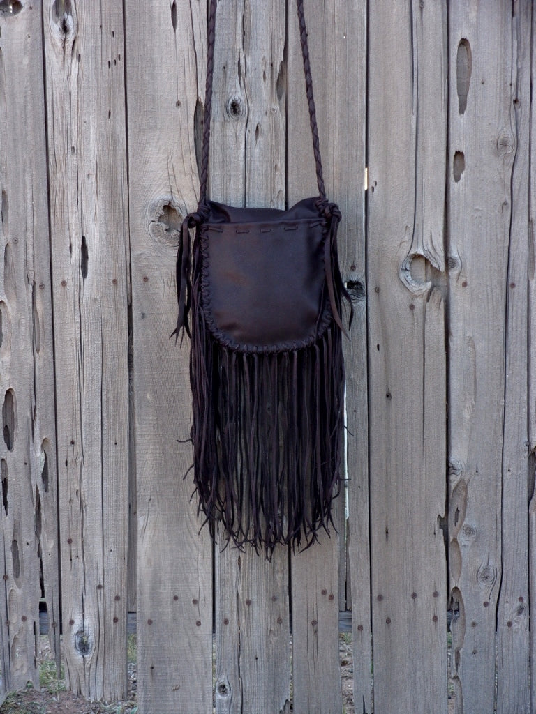 Fringed leather bag, boho handbag , handmade fringed purse