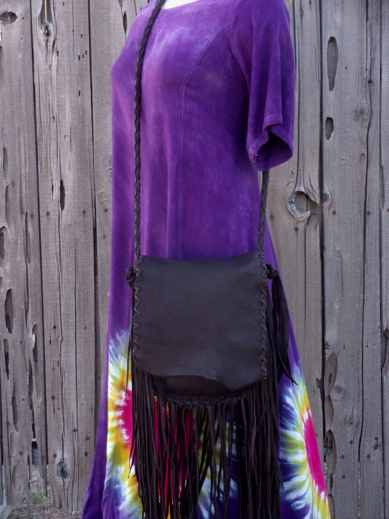 Fringed leather bag, boho handbag , handmade fringed purse