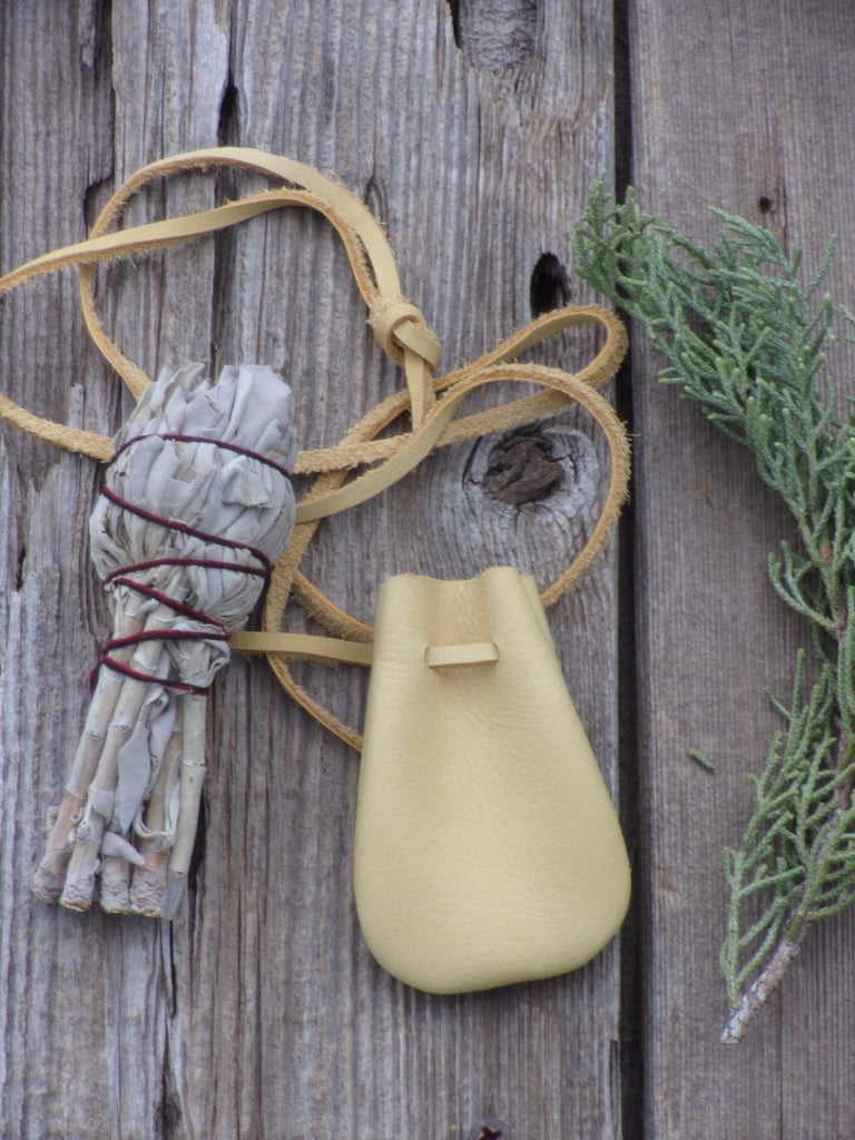 Medicine bag, leather amulet pouch, crystal bag